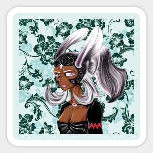 fran the archery woman in fantasy floral ecopop design wallpaper Sticker